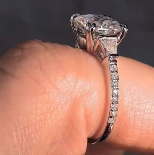 3.68Ctw Cushion Cut Double Prong Diamond Engagement Ring 14k White Gold