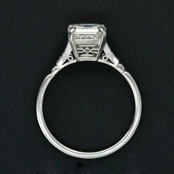 Art Deco 2.38 Ctw Asscher Cut Diamond Engagement Ring Solid 14K Gold Plated