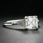 Art Deco 2.38 Ctw Asscher Cut Diamond Engagement Ring Solid 14K Gold Plated