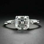 Art Deco 2.38 Ctw Asscher Cut Diamond Engagement Ring Solid 14K Gold Plated