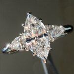 3.Ct Solitaire Marquise Cut & Trillion Diamond 3 Stone Engagement Ring 10K White Gold