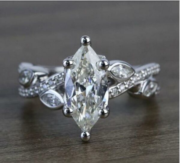 2.78 Ct Antique Marquise Cut Diamond Engagement Ring 925 Sterling Silver