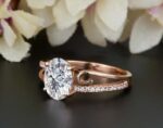 9X7 MM Oval Solitaire Engagement Ring Cocktail Ring 10K Rose Gold