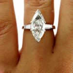 Gorgeous 3.68 Ct Marquise Cut & Side Baguette Diamond Engagement Ring 14k Gold