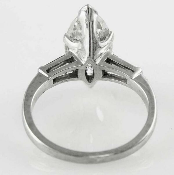 Gorgeous 3.68 Ct Marquise Cut & Side Baguette Diamond Engagement Ring 14k Gold