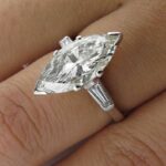 Gorgeous 3.68 Ct Marquise Cut & Side Baguette Diamond Engagement Ring 14k Gold