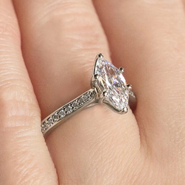 2.34 Ctw Marquise Cut Solitaire With Accents Diamond Engagement Ring 925 Sterling Silver