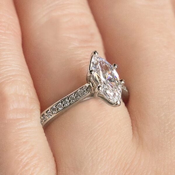 2.34 Ctw Marquise Cut Solitaire With Accents Diamond Engagement Ring 925 Sterling Silver