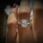 2.68 Ct Radiant Cut Brilliant Diamond Halo Engagement Ring 925 Sterling Silver