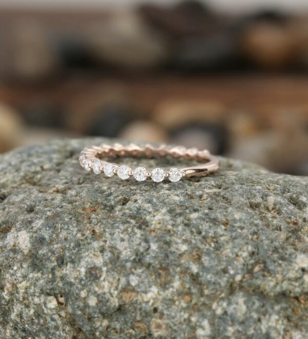 0.25 Ct Brilliant Cut Round Bubble Dot Half Eternity Band 10K Rose Gold