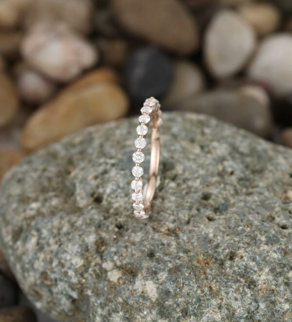 0.25 Ct Brilliant Cut Round Bubble Dot Half Eternity Band 10K Rose Gold