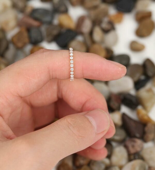 0.25 Ct Brilliant Cut Round Bubble Dot Half Eternity Band 10K Rose Gold