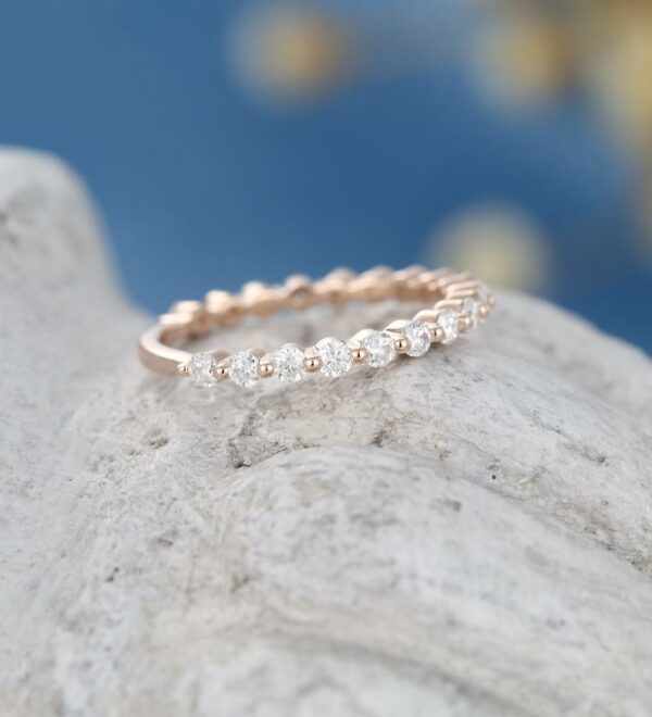 0.25 Ct Brilliant Cut Round Bubble Dot Half Eternity Band 10K Rose Gold