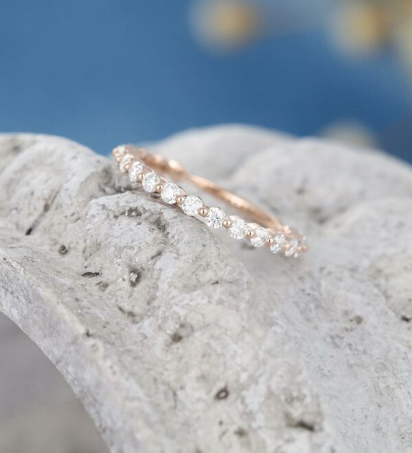 0.25 Ct Brilliant Cut Round Bubble Dot Half Eternity Band 10K Rose Gold