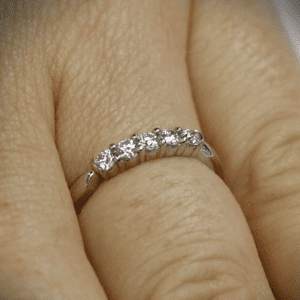 0.25ctw Five Stone Prong Set Diamond Wedding Band Ring 14k White Gold Plated