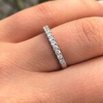 2.30mm Wide Half Eternity U-Prong Pave Diamond Wedding Band Solid 14K Gold Plated