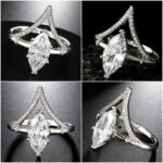 2.17 Ct Marquise Cut Diamond Fancy Engagement Ring 14k White Gold Plated