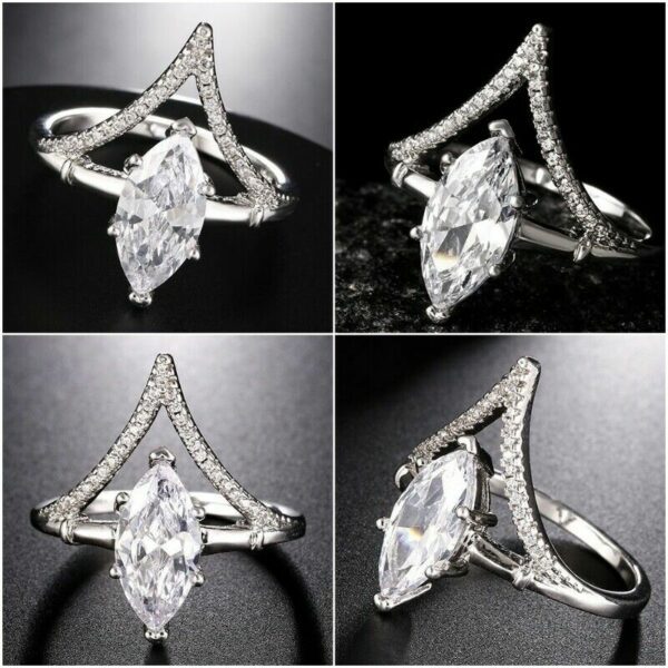2.17 Ct Marquise Cut Diamond Fancy Engagement Ring 14k White Gold Plated