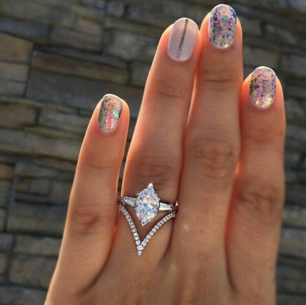 2.17 Ct Marquise Cut Diamond Fancy Engagement Ring 14k White Gold Plated
