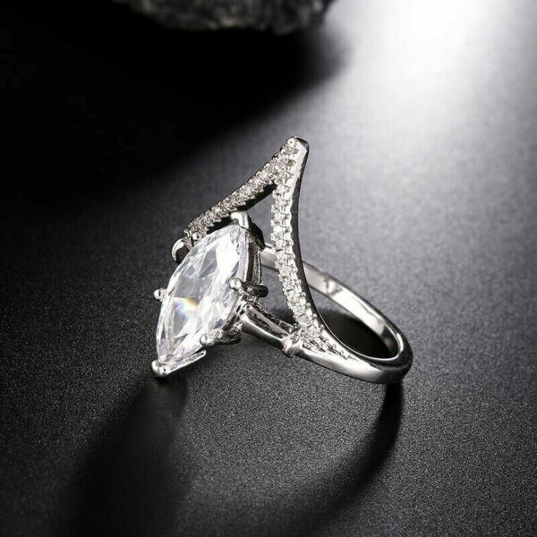 2.17 Ct Marquise Cut Diamond Fancy Engagement Ring 14k White Gold Plated