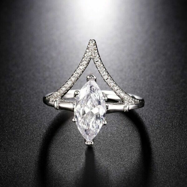 2.17 Ct Marquise Cut Diamond Fancy Engagement Ring 14k White Gold Plated