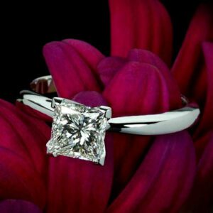 2.00Ct Princess Cut White Diamond Solitaire Engagement Ring 925 Sterling Silver