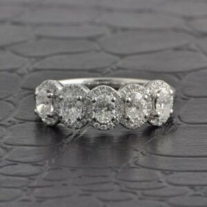 4.10 Ctw White Oval Diamond Halo, Matching Wedding Band 925 Sterling Silver