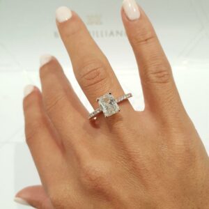 2.34 Ct Radiant Cut Diamond Solitaire With Accent Engagement Ring 14k Rose Gold