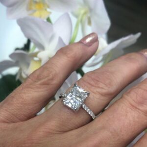 2.90 Ctw Unique Radiant Cut Diamond Hidden Halo Engagement Ring 14k White Gold