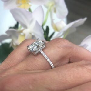 2.90 Ctw Unique Radiant Cut Diamond Hidden Halo Engagement Ring 14k White Gold