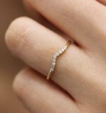 Diamond Matching Wedding Band, 14k Rose Gold Cluster Wedding Ring
