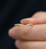 Diamond Matching Wedding Band, 14k Rose Gold Cluster Wedding Ring