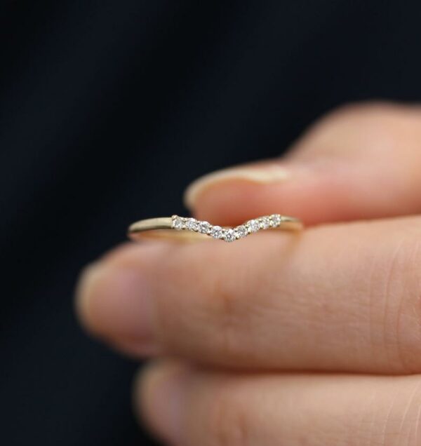 Diamond Matching Wedding Band, 14k Rose Gold Cluster Wedding Ring