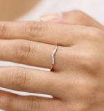 Diamond Matching Wedding Band, 14k Rose Gold Cluster Wedding Ring