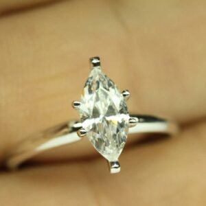 2 Carat Diamond Ring Marquise Cut Engagement Ring 14K White Gold