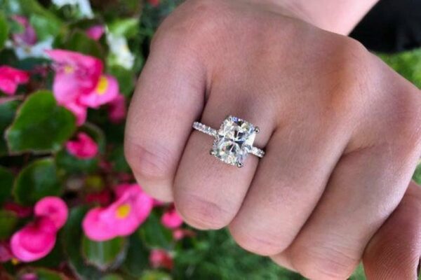 3.55 Ctw Cushion Diamond Hidden Halo Engagement Ring 14K White Gold