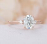 3 Stone Oval Diamond Engagement Ring 14K Rose Gold