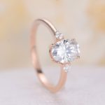 3 Stone Oval Diamond Engagement Ring 14K Rose Gold