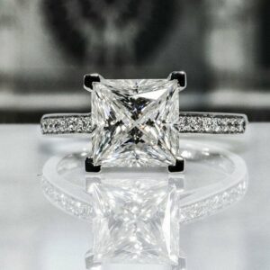 3Ct Princess Cut Diamond Solitaire Wedding Engagement Ring 14K Gold