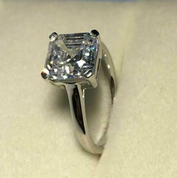 2.00 Asscher Cut Diamond Solitaire Engagement Ring 10K White Gold