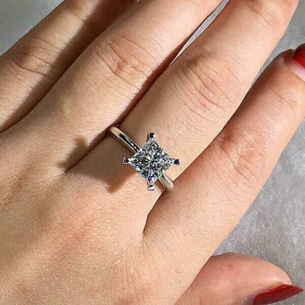 Princess Cut Diamond 4 Prong Solitaire Engagement Ring
