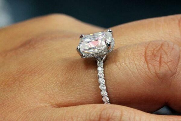 3.55 Ctw Cushion Diamond Hidden Halo Engagement Ring 14K White Gold