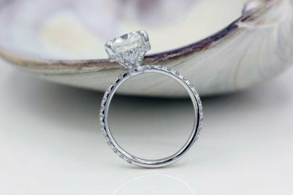 3.55 Ctw Cushion Diamond Hidden Halo Engagement Ring 14K White Gold