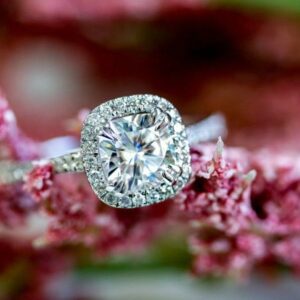 2.36Ctw Cushion White Diamond Halo Engagement Ring 925 Sterling Silver