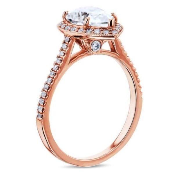 Pear Cut Diamond Halo Wedding Engagement Ring 10K Rose Gold
