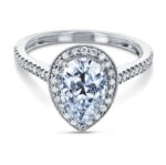 Pear Cut Diamond Halo Wedding Engagement Ring 10K Rose Gold