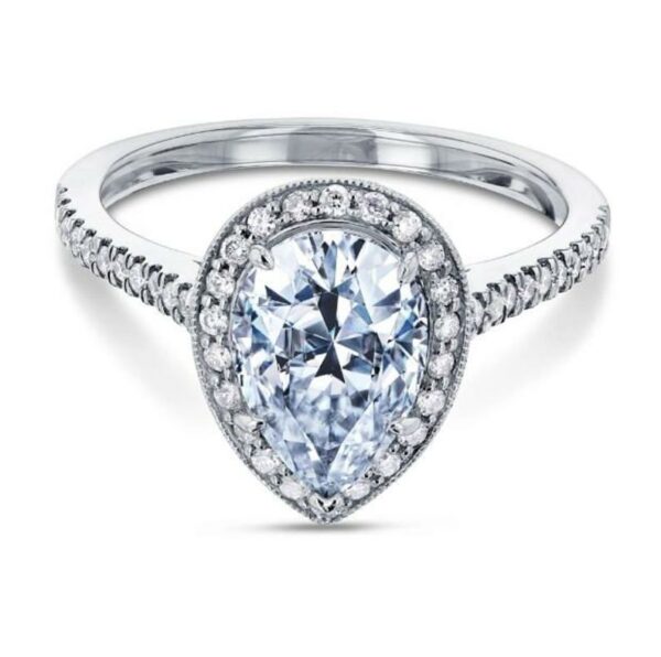Pear Cut Diamond Halo Wedding Engagement Ring 10K Rose Gold