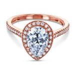 Pear Cut Diamond Halo Wedding Engagement Ring 10K Rose Gold