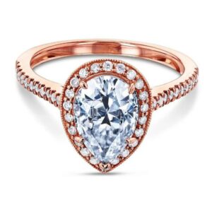 Pear Cut Diamond Halo Wedding Engagement Ring 10K Rose Gold