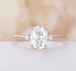 3 Stone Oval Diamond Engagement Ring 14K Rose Gold